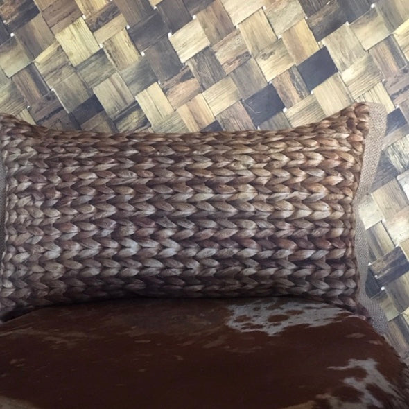 Water Hyacinth Oblong Cushion With Hessian Trim
