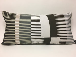 Combed Stripe Cushion - Graphite, dove + white