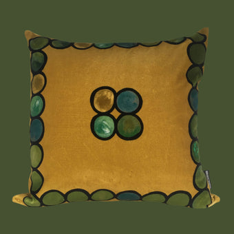 Ombré Circle Velvet Cushion - Ochre