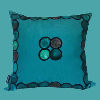 Ombré Circle Velvet Cushion - Turquoise  + Aqua