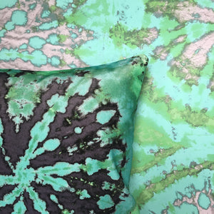 Tie Dye Circle  Velvet Cushion - Jade