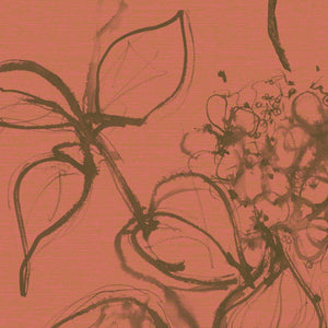 Aquatint floral Wallpaper - Orange + Olive