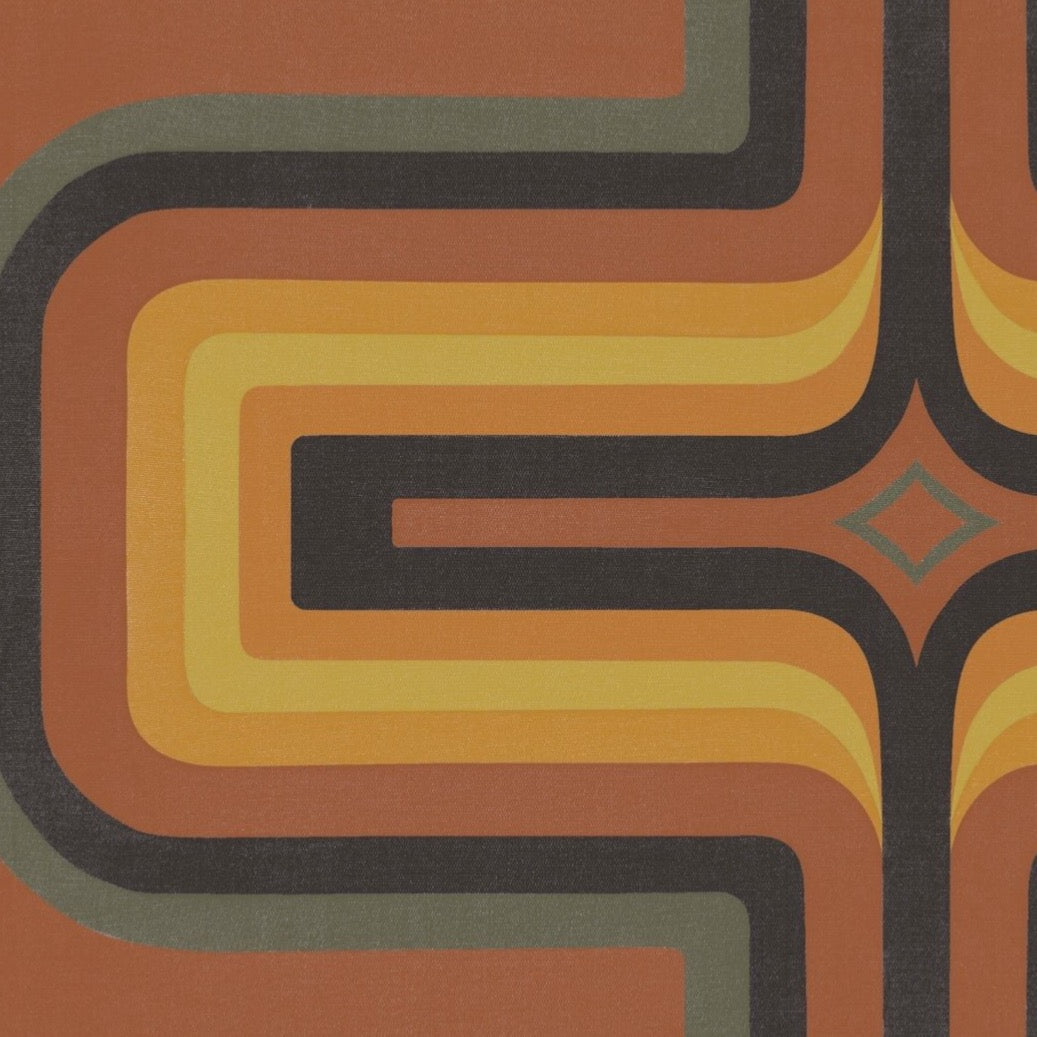 70s Geometric wallpaper Terracotta  + Orange