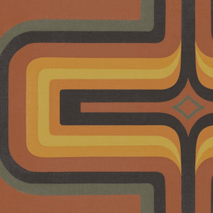 70s Geometric wallpaper Terracotta  + Orange