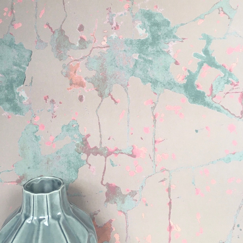 Tie Dye Marble Wallpaper - Mushroom + Blush