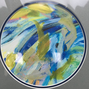 Expressive Abstract Circular Print Navy + Grey Mount