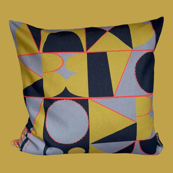Taking Shape Cushion - Lemon + grey