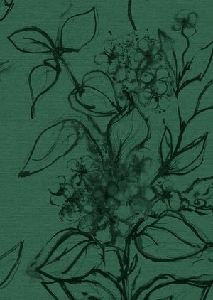 Aquatint floral Wallpaper - Emerald