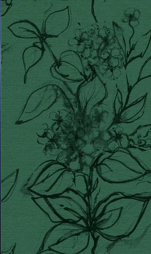 Aquatint floral Wallpaper - Emerald