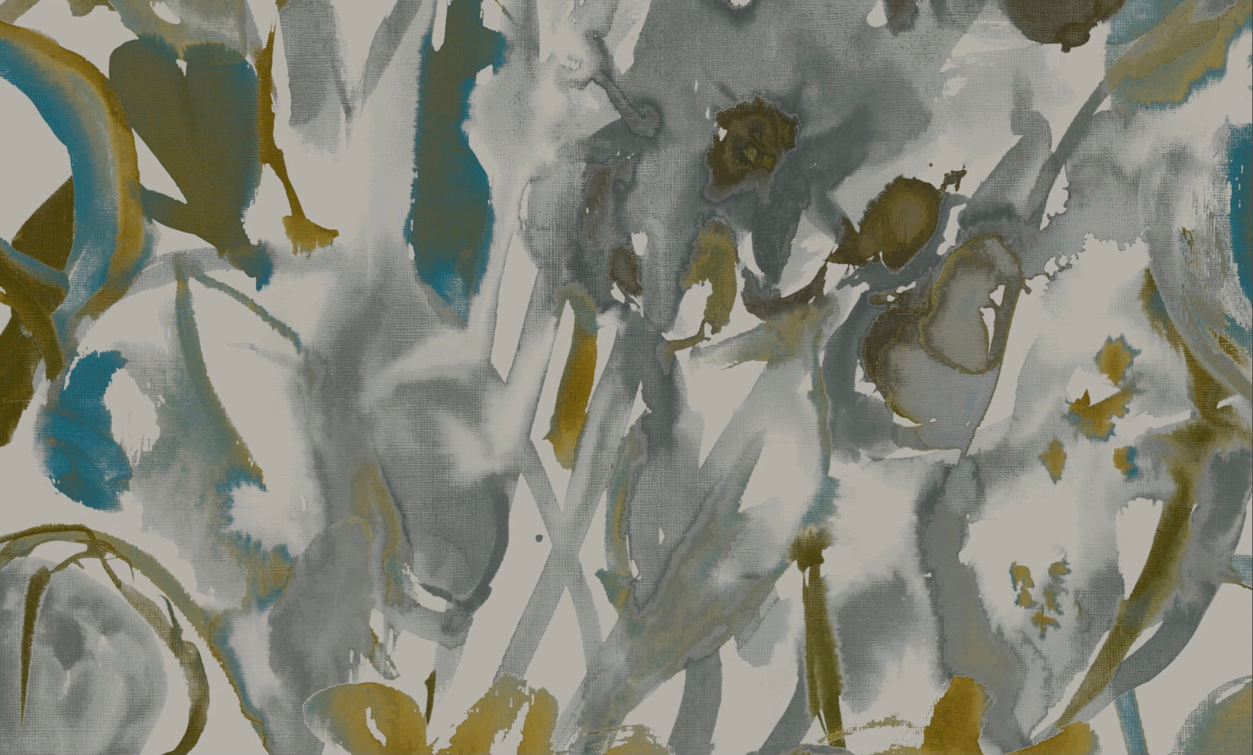 Watercolour Floral Wallpaper - Grey + Ochre