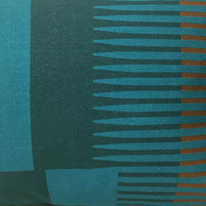 Combed Stripe Cushion - Teal, turquoise + olive