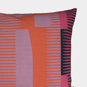 Square Combed Stripe Cushion - Lilac, Terracotta + Pink