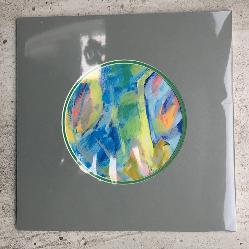 Expressive Abstract Circular Print Green + Grey Mount