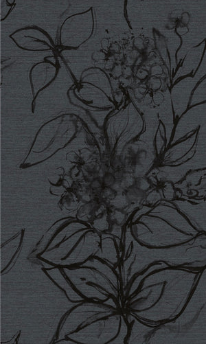 Aquatint floral Wallpaper - Pewter + Black