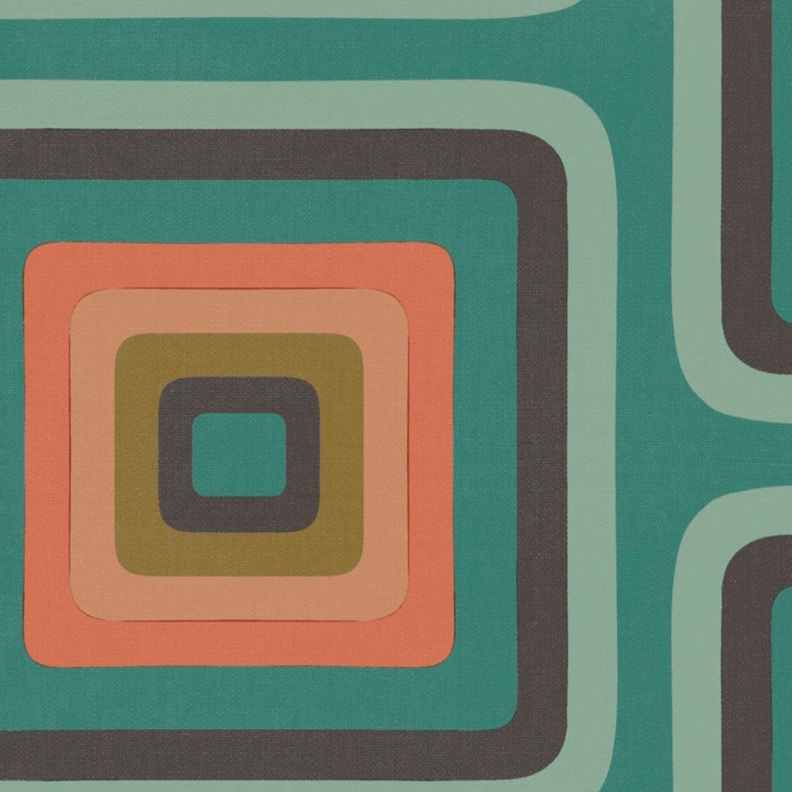 Retro Square Geometric wallpaper - Turquoise