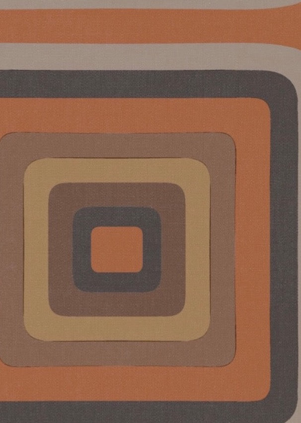 Retro Square  Geometric wallpaper - Terracotta + Grey