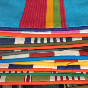 Cotton Striped Cushion - Multi Turquoise