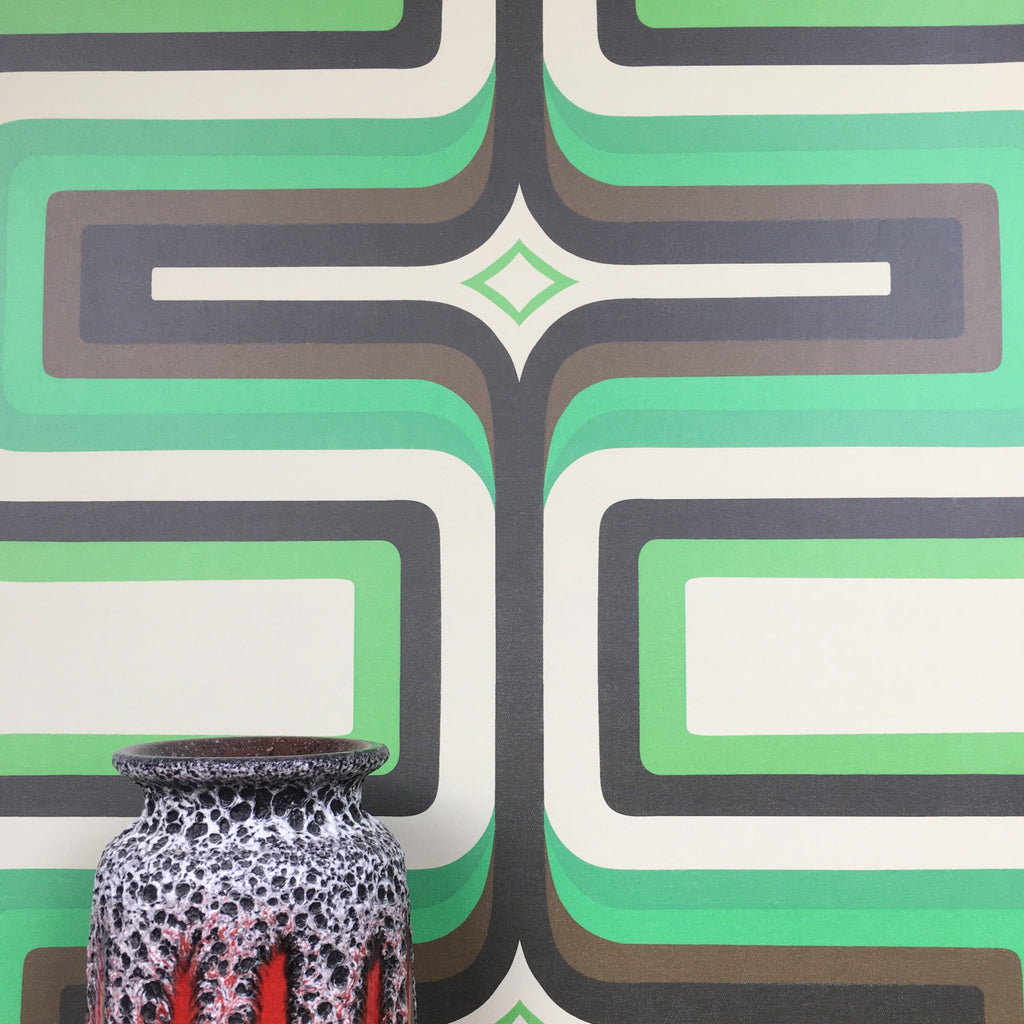 70s Geometric wallpaper, Mint green