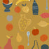 Naive Fruit Motif Wallpaper - Mustard