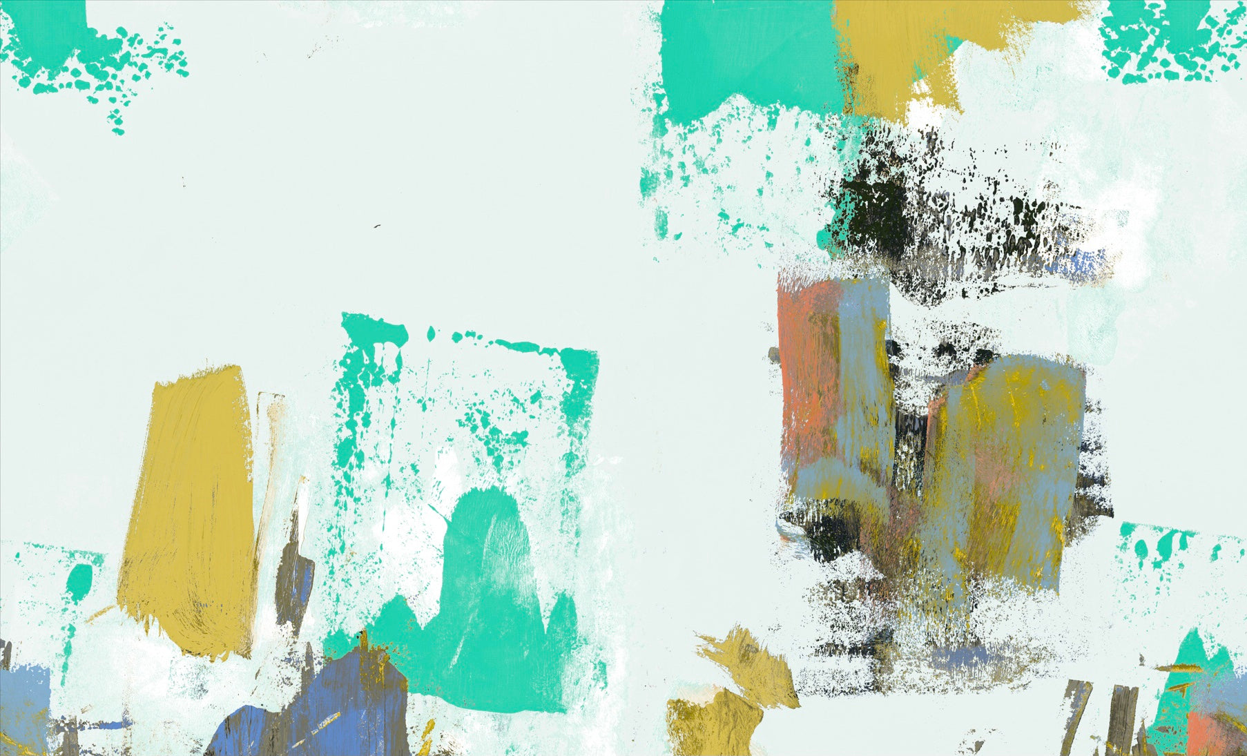 Abstract Painterly Wallpaper- Pastel Mint Green