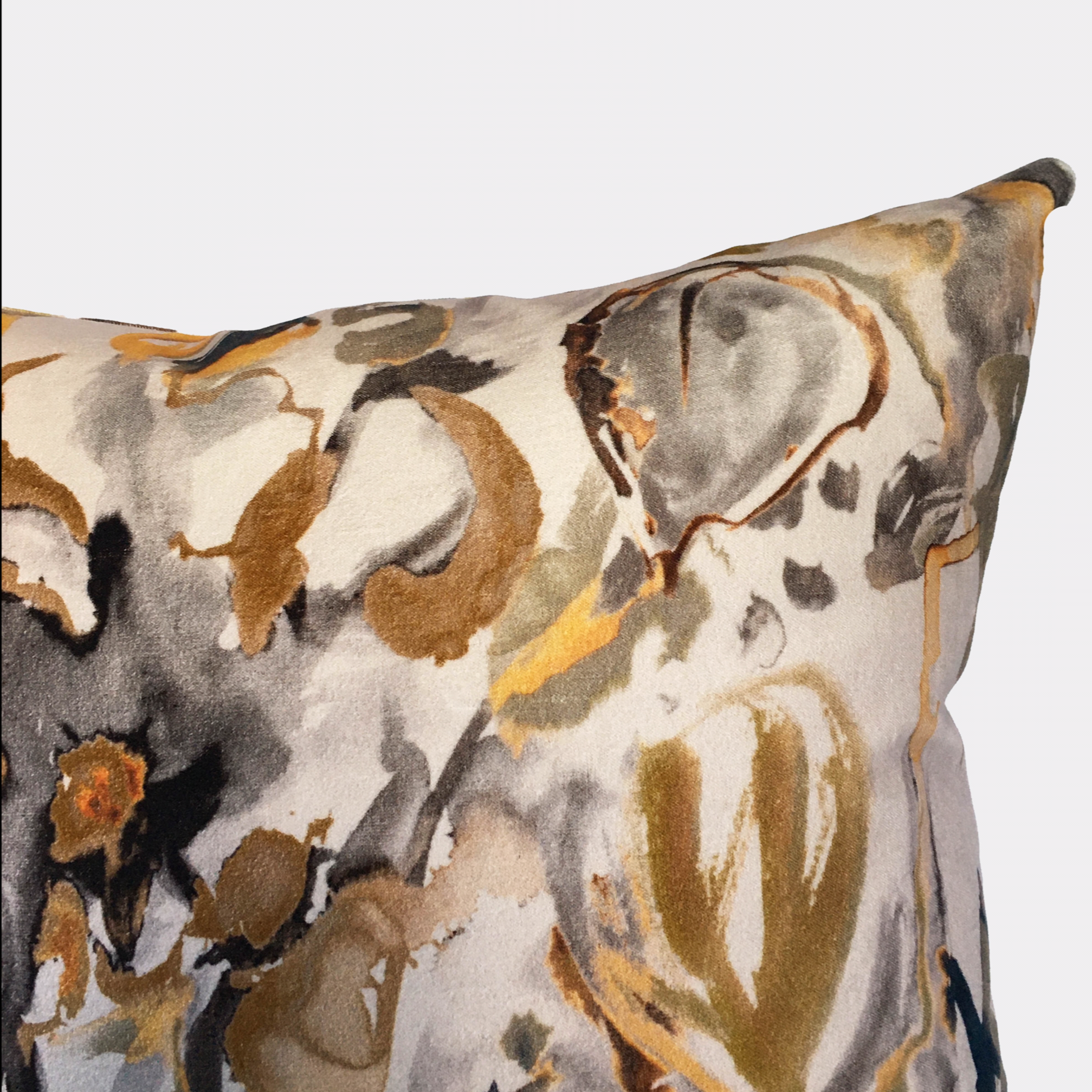 Watercolour Floral Velvet Cushion - Neutral