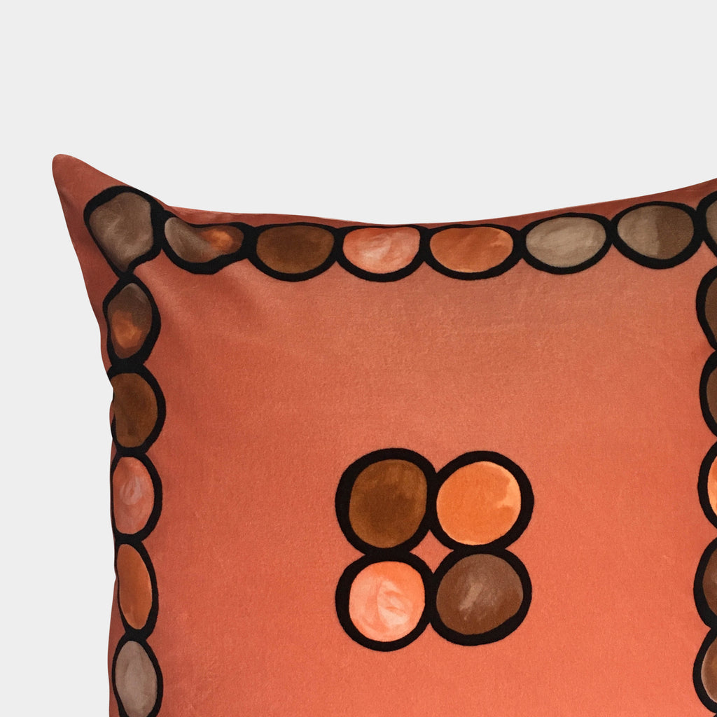 Ombré Circle Velvet Cushion - Coral + Mocha