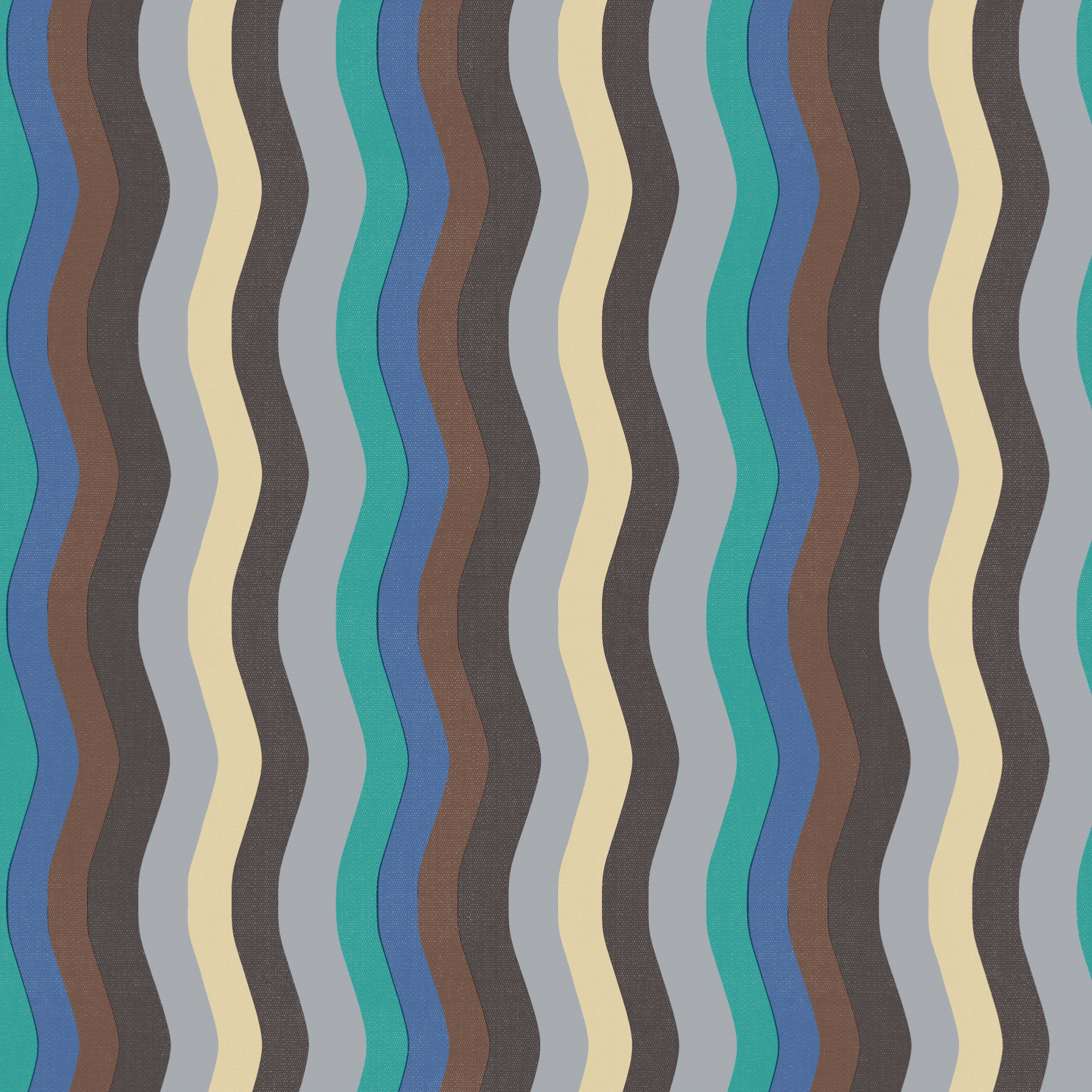 Wavy Stripe Wallpaper - Sky Blue, Cobalt + Jade