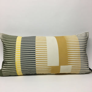 Combed Stripe Cushion - Straw + Vanilla + Black