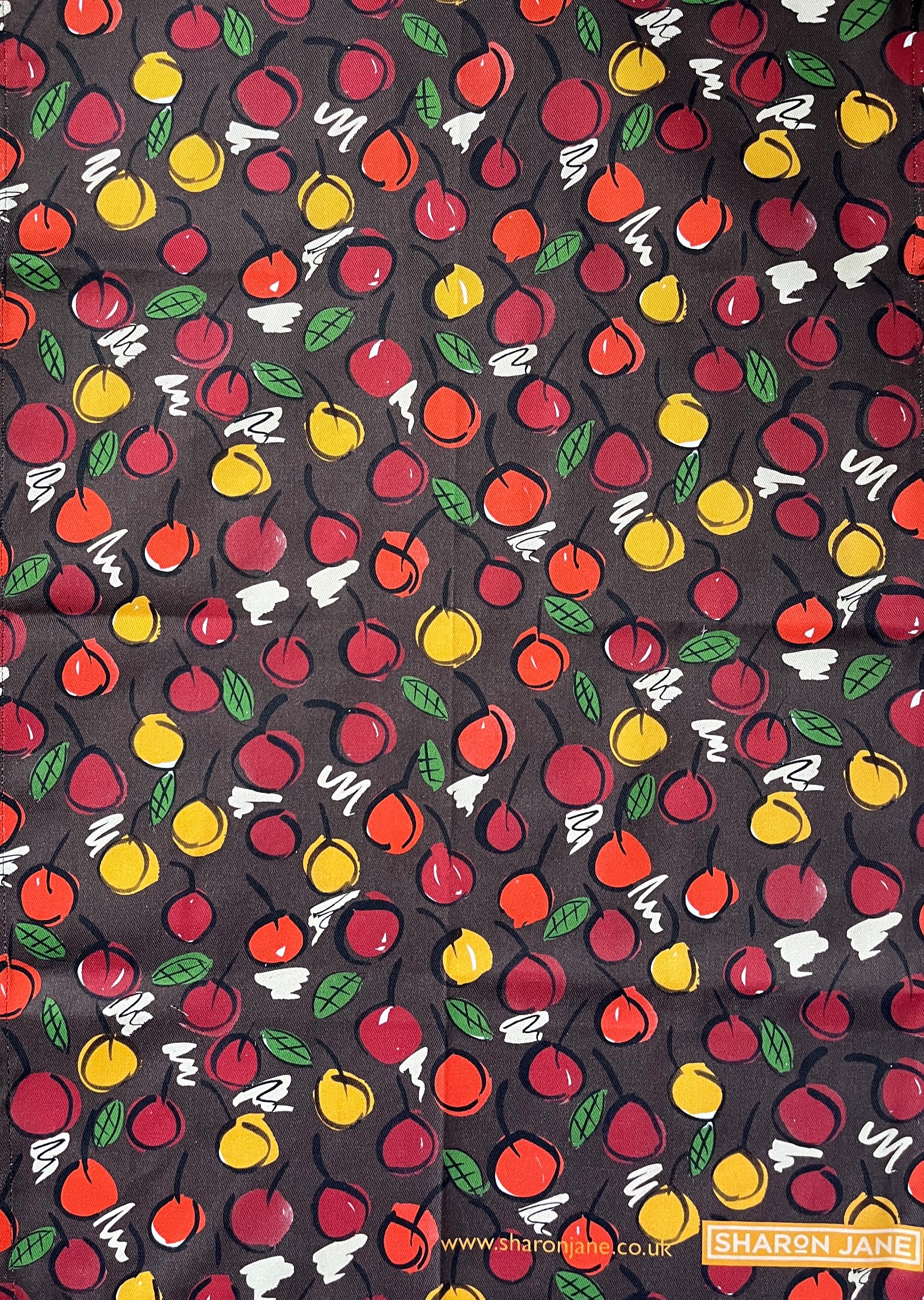Cherries Tea Towel - Grey / Bitter Chocolate