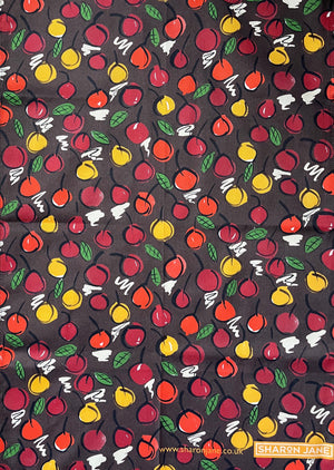 Cherries Tea Towel - Grey / Bitter Chocolate