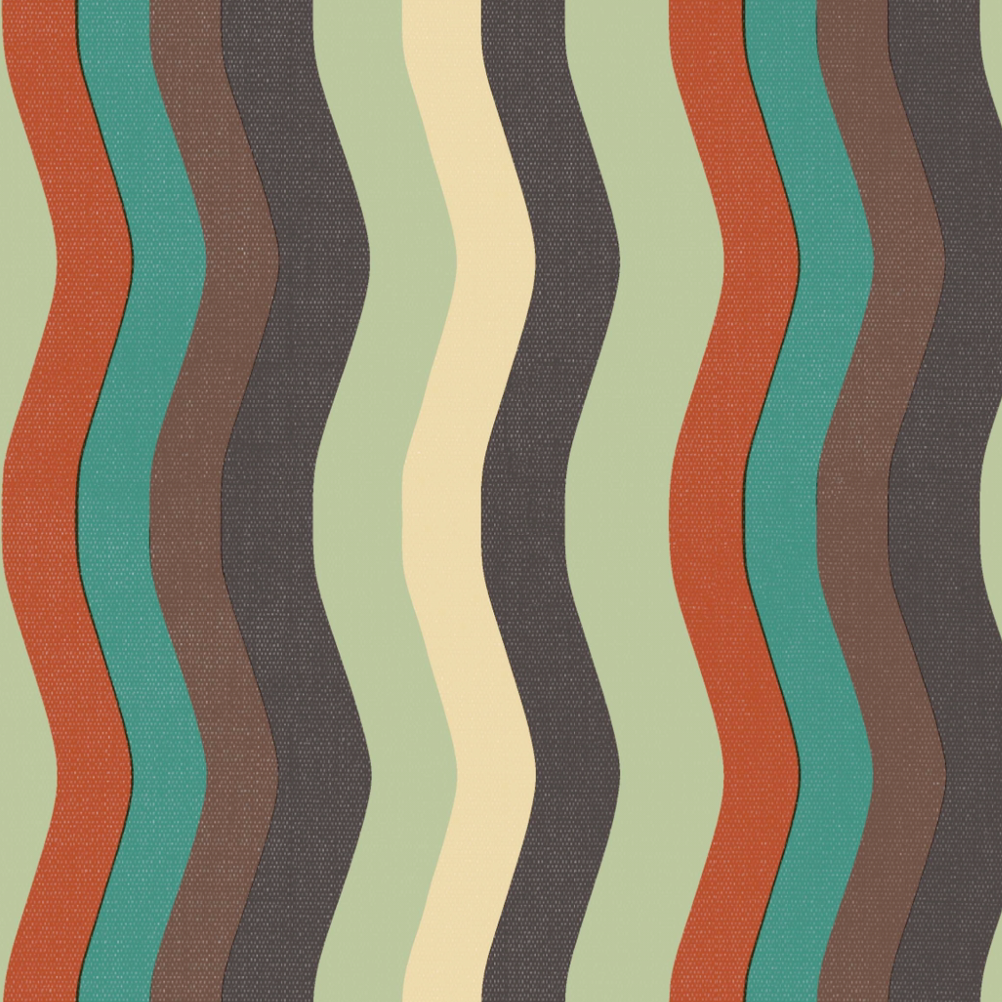 Wavy Stripe Wallpaper - Terracotta, Chocolate + mint