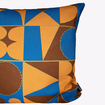 Taking Shape Cushion - Linen, Mustard + Blue