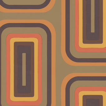 Retro Oblong Geometric wallpaper - Tan + Brown