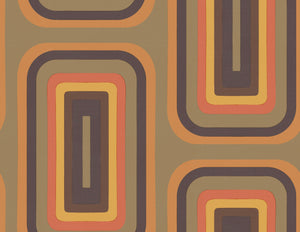 Retro Oblong Geometric wallpaper - Tan + Brown