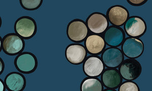 Ombré Circle Wallpaper - Petrol & Taupes