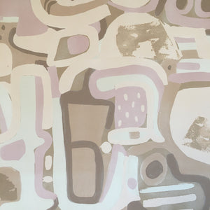 Cubist Jigsaw Wallpaper - Soft Peach + Cream
