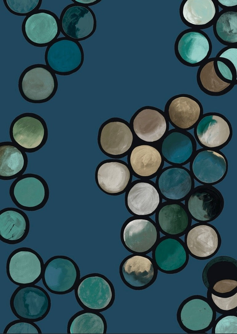 Ombré Circle Wallpaper - Petrol & Taupes