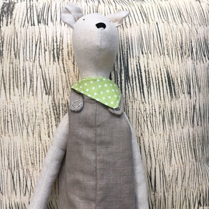 Hand Made Linen Soft Toy - Teddy