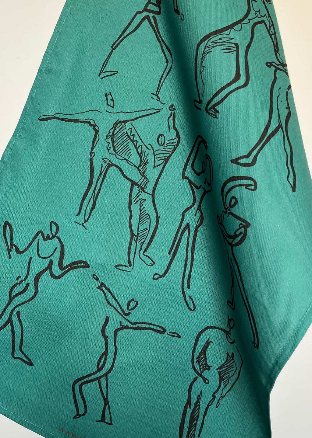 Dancers Linen Tea Towel - Turquoise