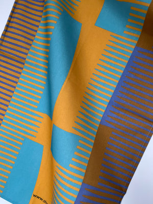 Combed Stripe Tea Towel - Orange + cobalt