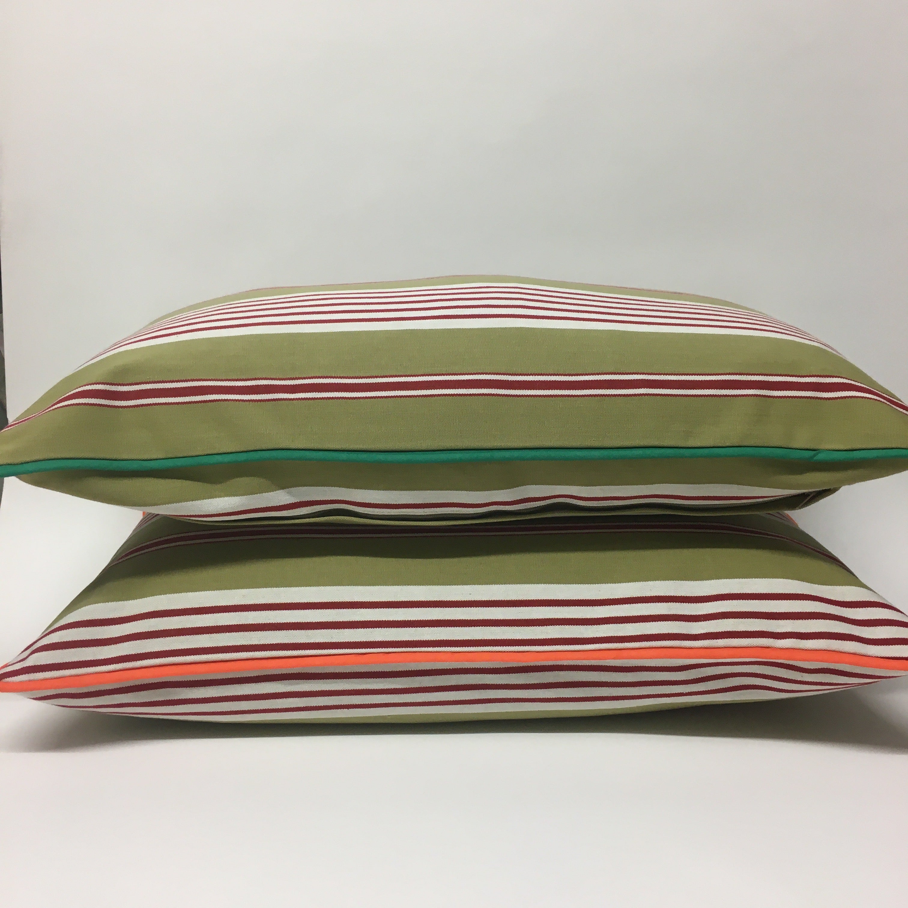 Multi Striped Cushions - khaki