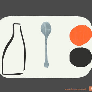 Bottle + Spoon Tea Towel - Charcoal