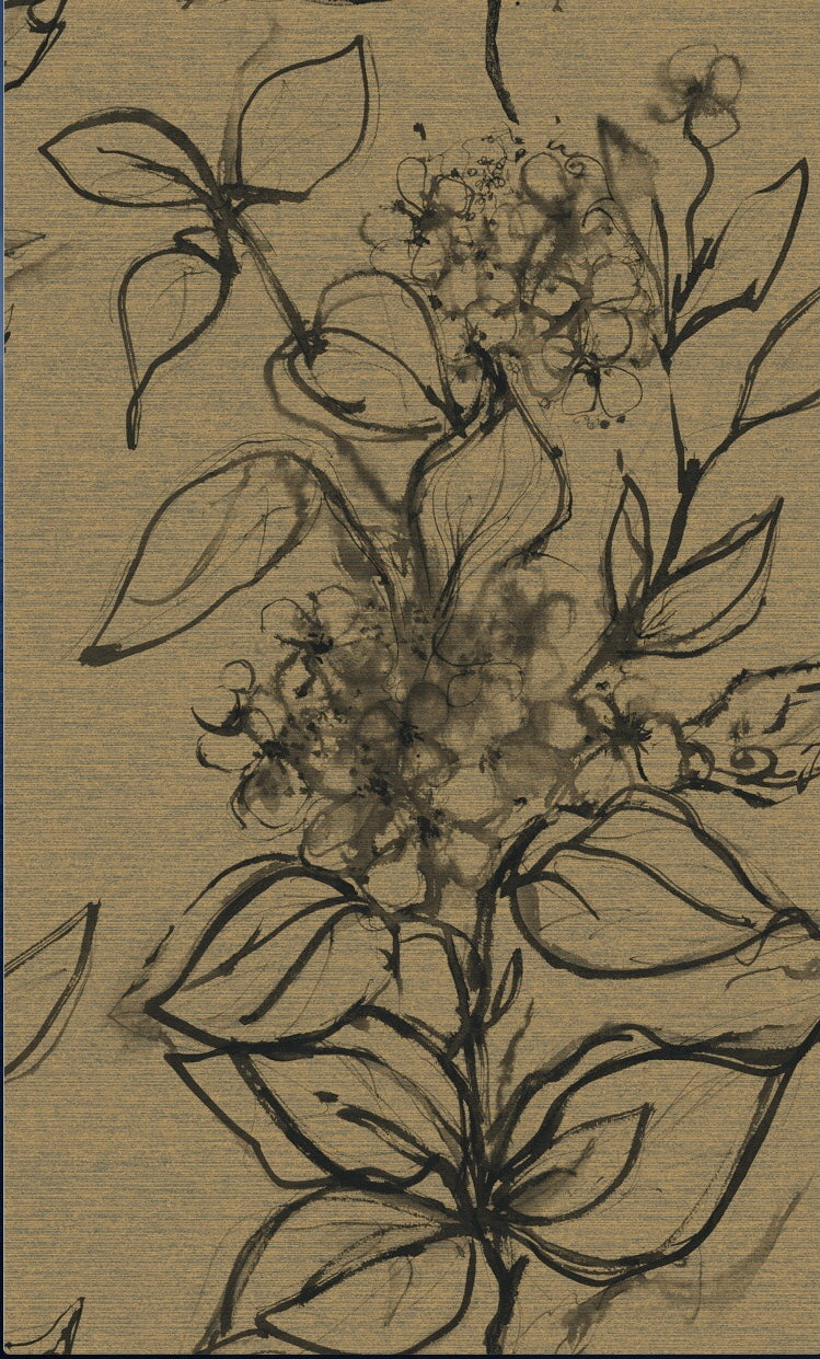 Aquatint floral Wallpaper - Linen + Black