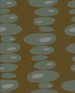 Pebbles Wallpaper - Khaki, Pewter + Grey
