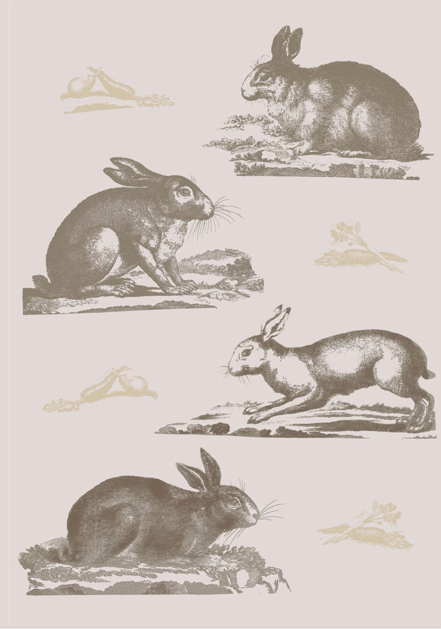 Rabbits Wallpaper - Ivory