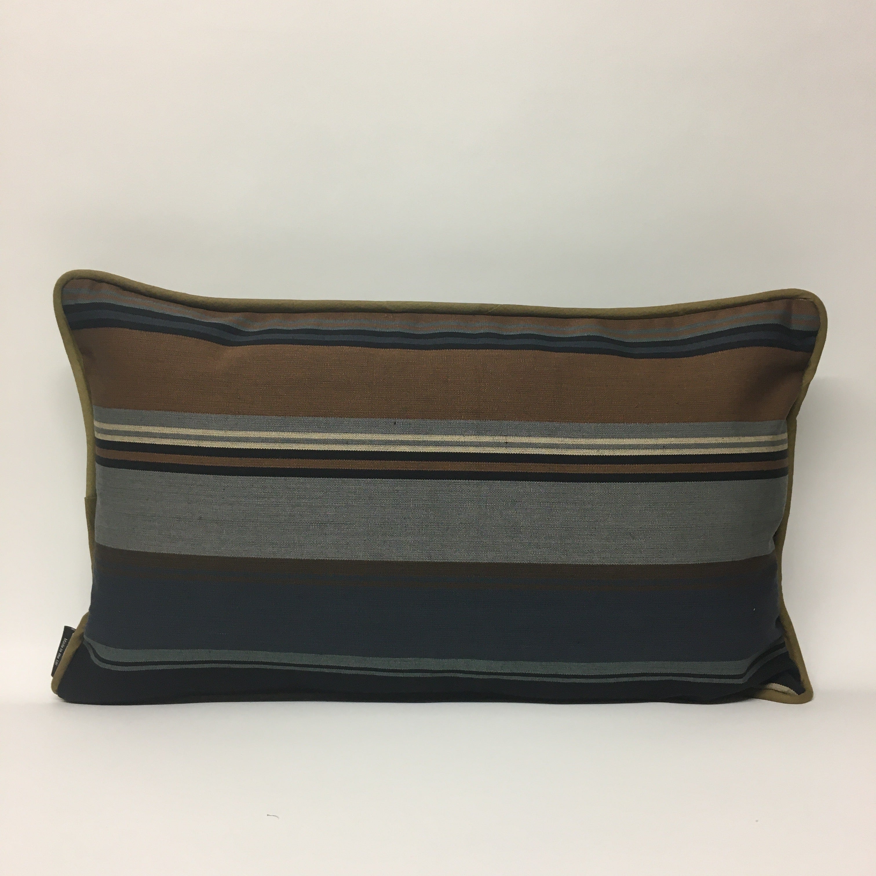 Grey + Black + Brown Striped Cushion