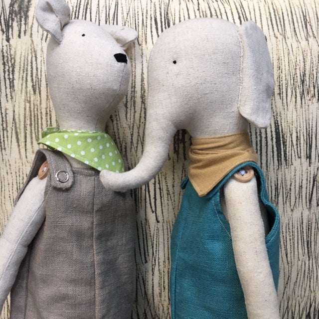 Hand Made Linen Soft Toy - Teddy