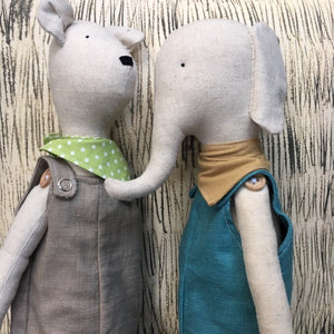 Hand Made Linen Soft Toy - Teddy