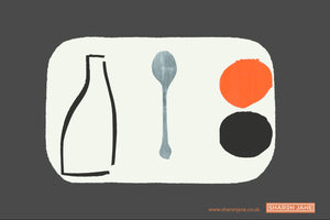 Bottle + Spoon Tea Towel - Charcoal