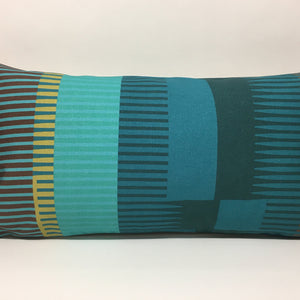 Combed Stripe Cushion - Teal, turquoise + olive